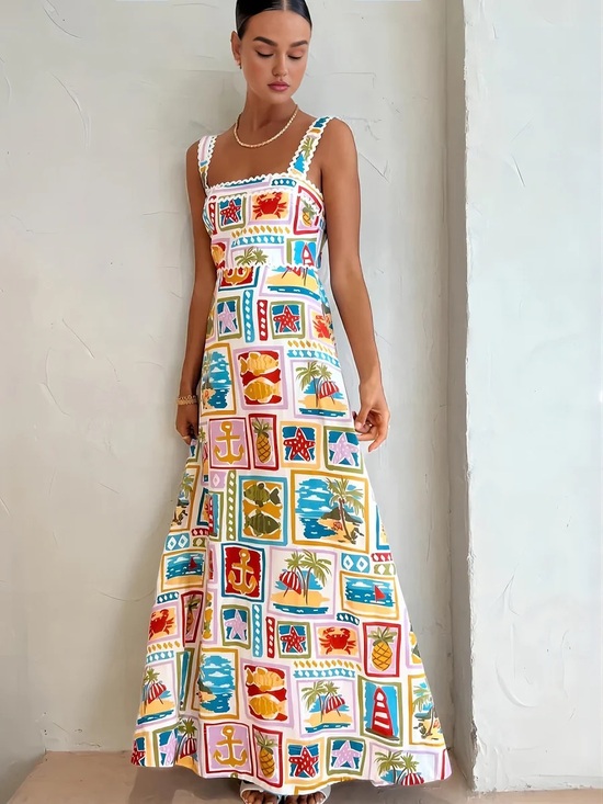Commense Dresses & Skirts - Commense Graffiti Print Sleeveless Long Dress